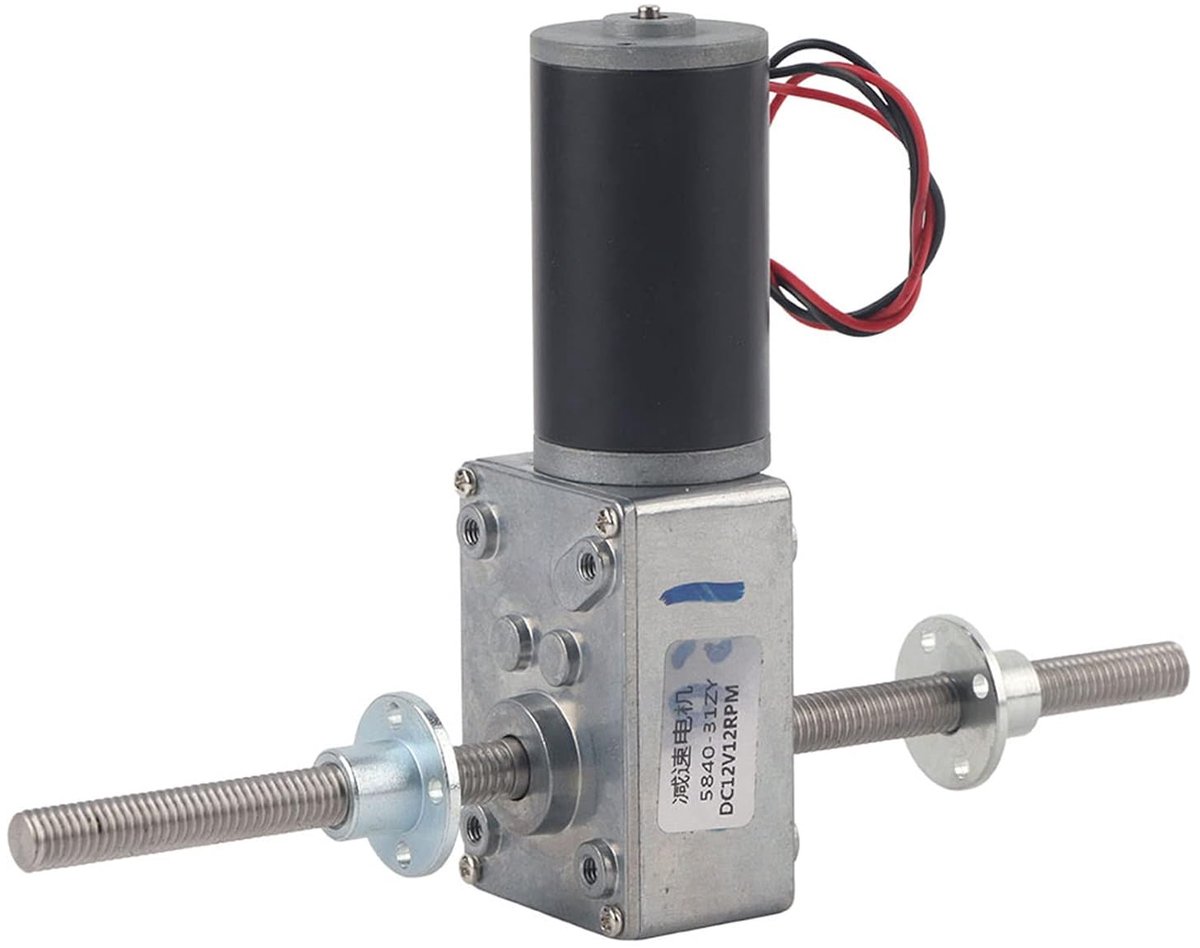 SnelShoppen - Marhynchus 12V Wormmotor M8 Dubbele As Coaxiale Reductiemotor met Flens, Sterke Prestaties, Duurzaam Staal, Geschikt voor Rechter- en Li