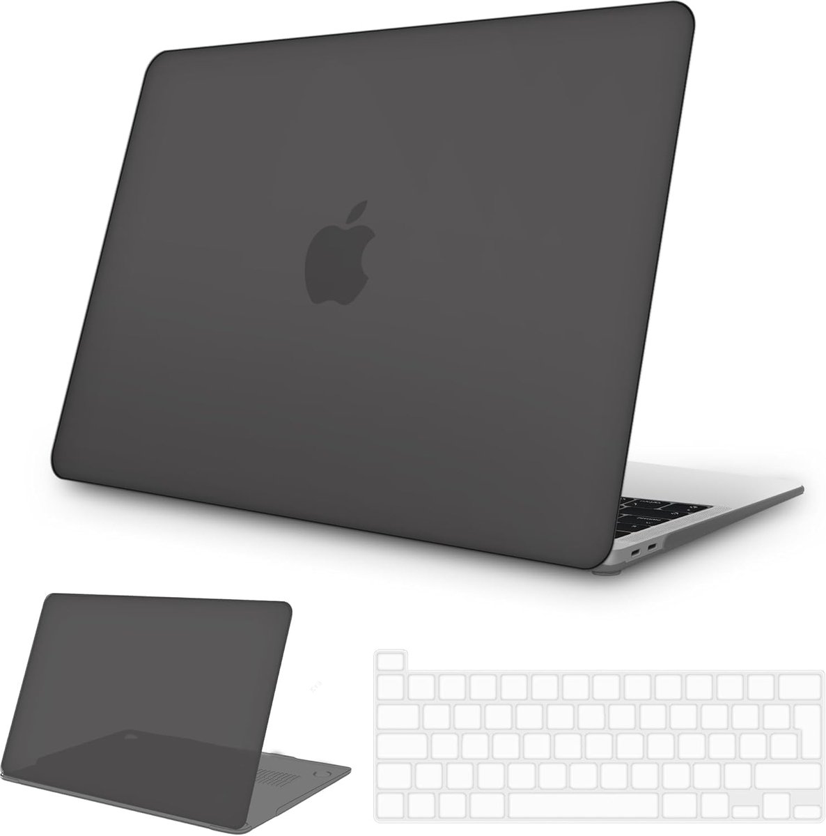SnelShoppen - Ultra-Dunne Beschermhoes voor MacBook Pro 13 Inch A2338 A2289 A2251 - Stijve TPU Hoes en Toetsenbord Cover - Zwart, Geschikt voor M1 M2