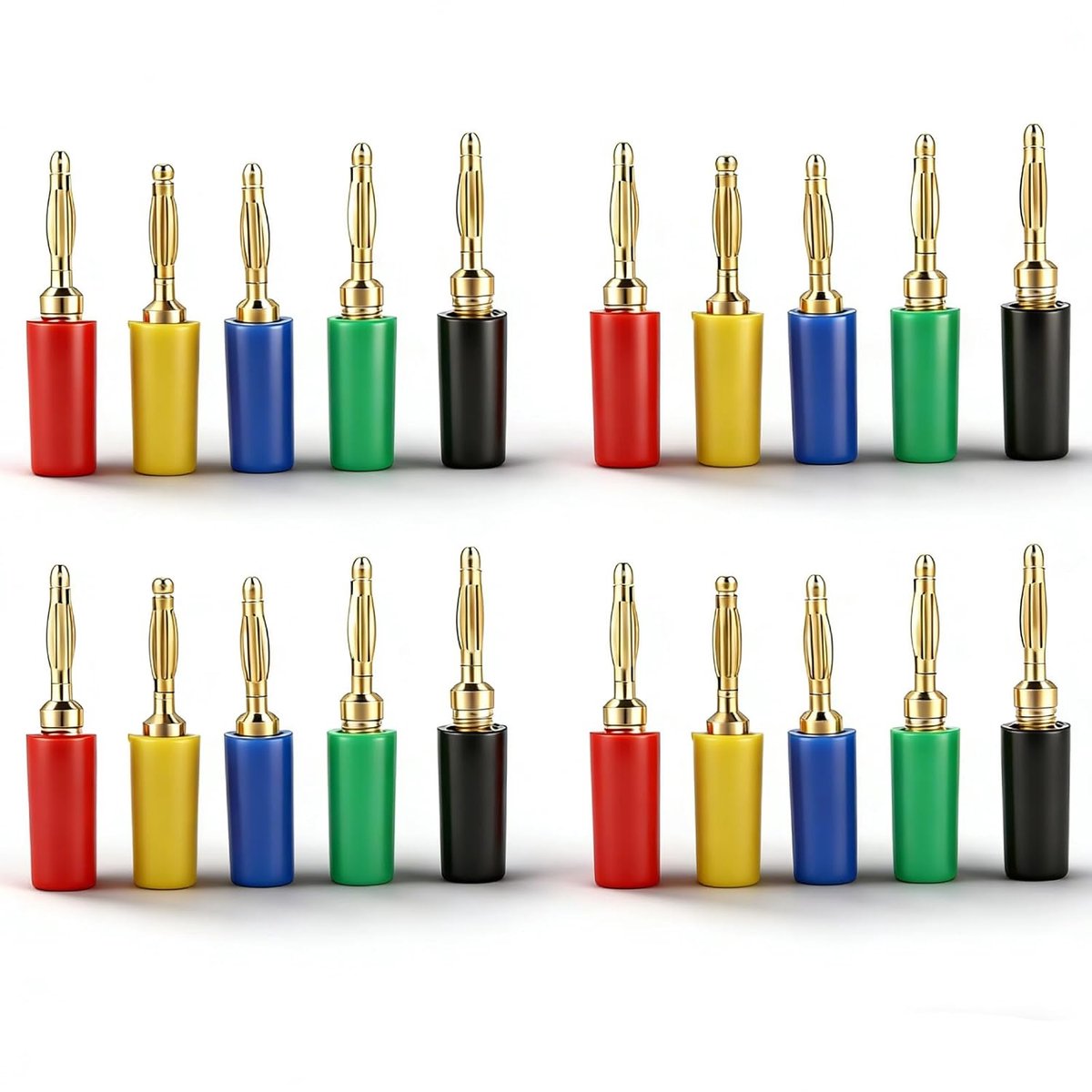 SnelShoppen - 20 Stuks Banana Plug Set 2mm Mengkleurige Banana Plug Buchse Test Probe Plugs voor Instrumenten, Speakers en Versterkers