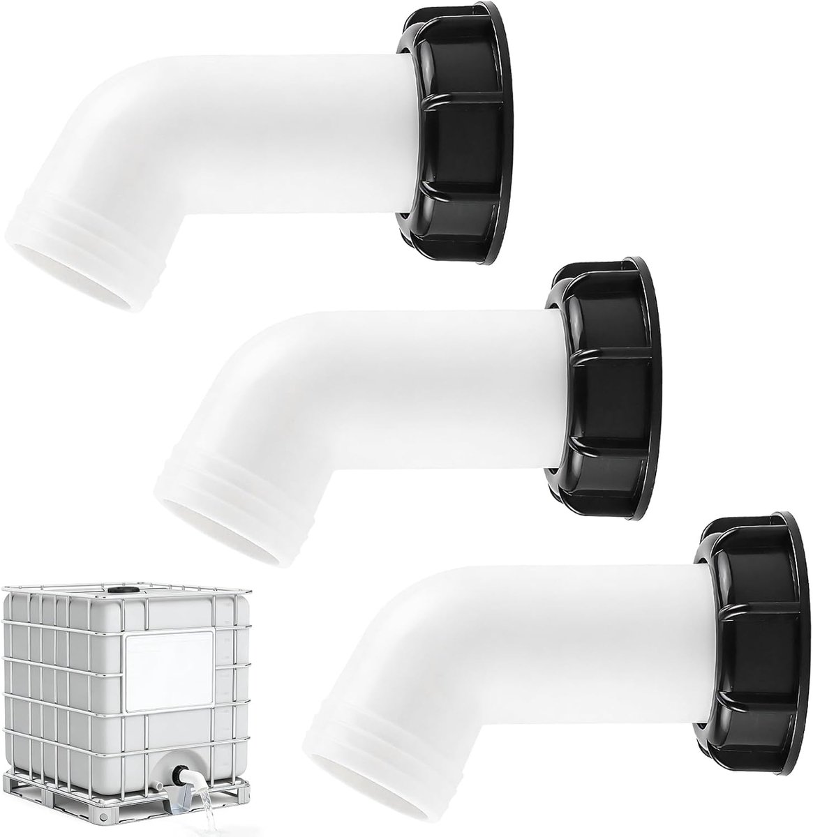 IBC-afvoermonden, 3 stuks, IBC-adapter met S60 x 6 grove schroefdraad, IBC-afvoerstukken, premium accessoires voor - ShopVlot