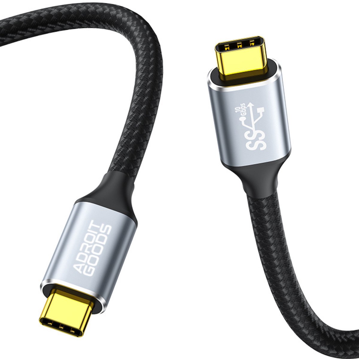 AdroitGoods USB-C Kabel – 100W Power Delivery, 10Gbps & 4K – USB 3.2 Gen2 Type-C naar Type-C – Snelladen & Data - 2 m