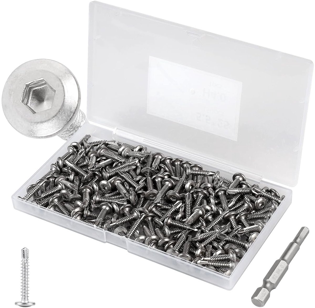 Set van 150 RVS Zelftappende Schroeven M5.5 x 25 mm - Platen, Verzinkte Hoofd en Hexaansluiting, Perfect voor Klusprojecten en Bevestigingen
