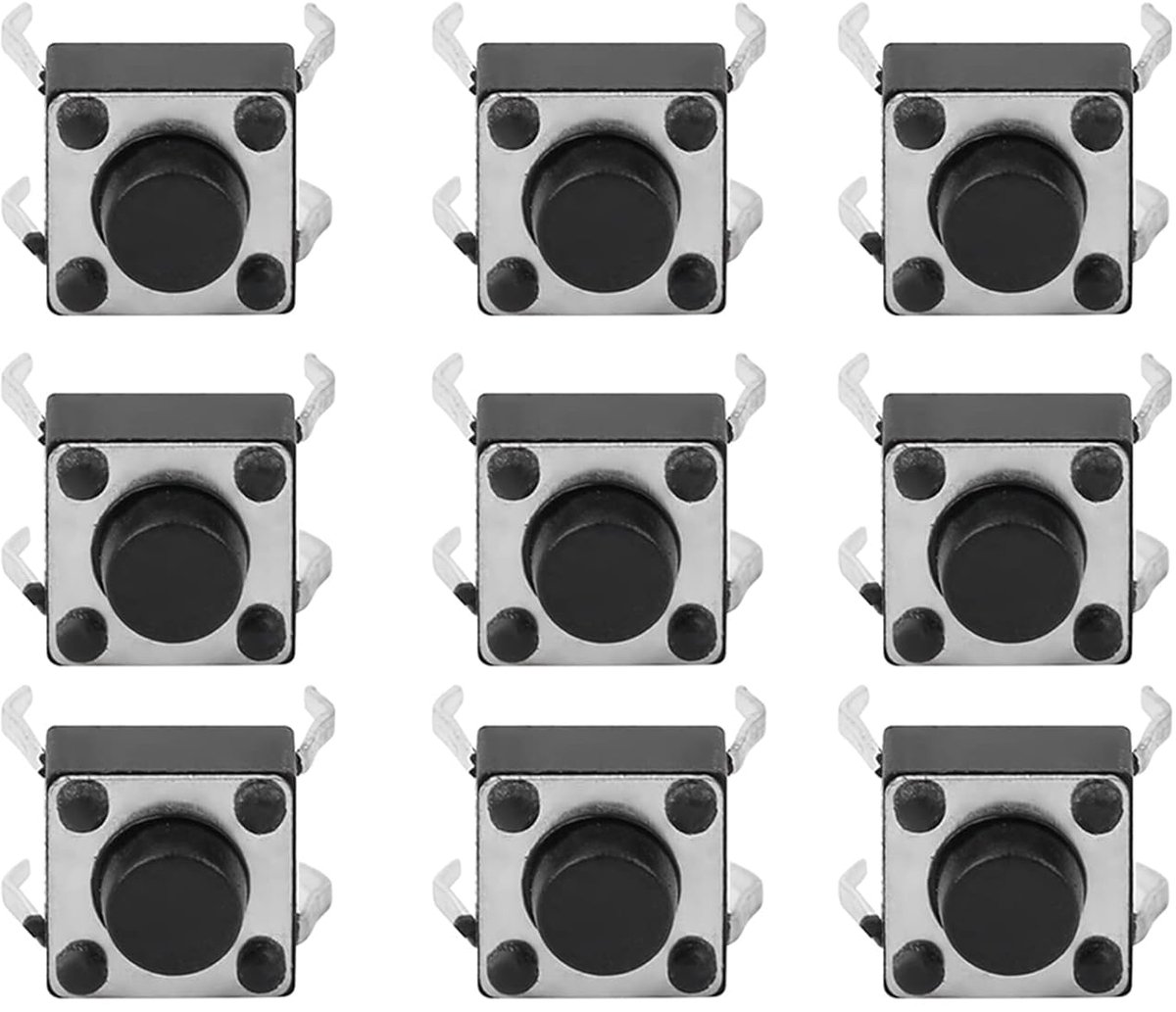 Drukknopschakelaars - Tactiele schakelaars - Elektronische projecten - Zelfherstellend mechanisme - 6 x 6 x 5 mm - Zwart