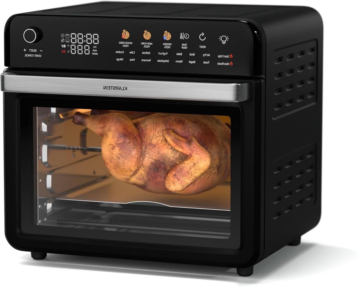 Heteluchtfriteuse - Olievrije Frituur - Gezond Koken - XXL Capaciteit - 34 Liter - Zwart