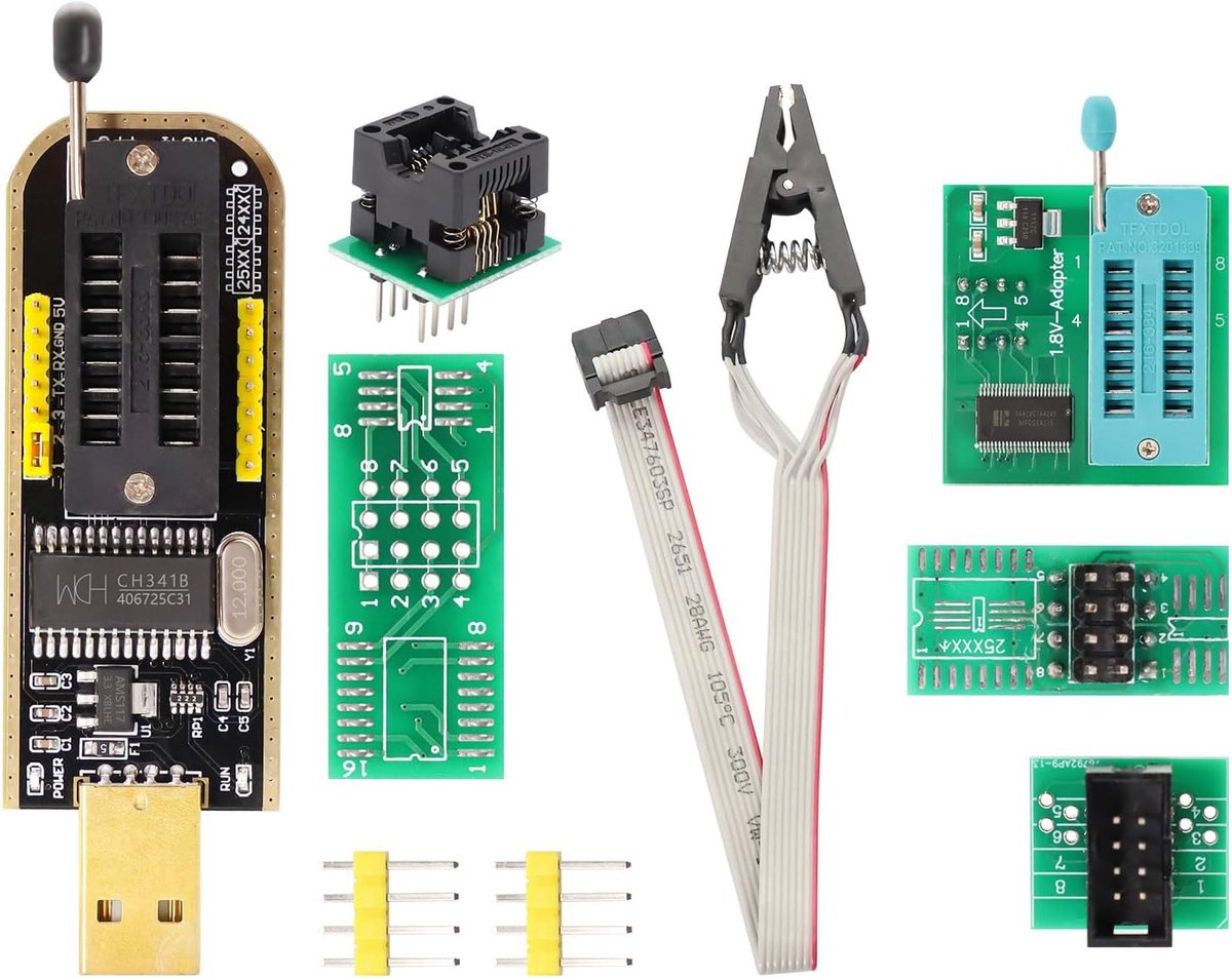 S018 SOP8 Test Clip Binghe USB BIOS Programmer V1.8, CH341A Programmer + SOIC8 Clip + 1.8V Adapter + SOIC8 Adapter for - ShopVlot