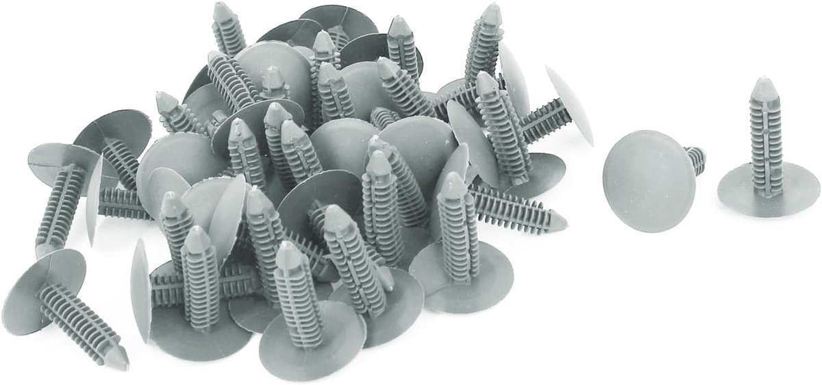 SnelShoppen - 50 Stk. Grijze Kunststof Klinknagels voor Bevestiging van Sierlijsten - 7 mm x 24 mm x 30 mm - Ideaal voor Motor Spatbescherming en Verv