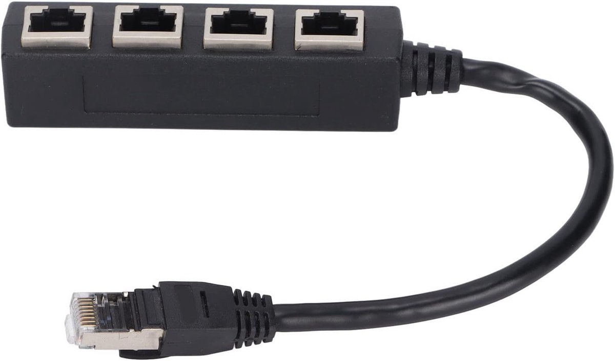 SnelShoppen - RJ45 Ethernet Splitter Kabel, 1 Mannelijk naar 4 Vrouwelijk LAN Adapter Splitter, Geschikt voor CAT7 Netwerk Kabel, Uitbreiding van Netw
