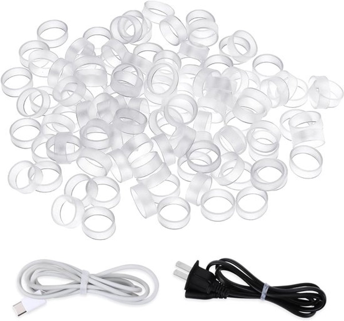 Set van 200 Kleine Rubber Bands voor Data Kabels - Silicone Kabelbinders, Herbruikbare en Antislip Rubber Ringen voor Trekkoorden en Organisatie