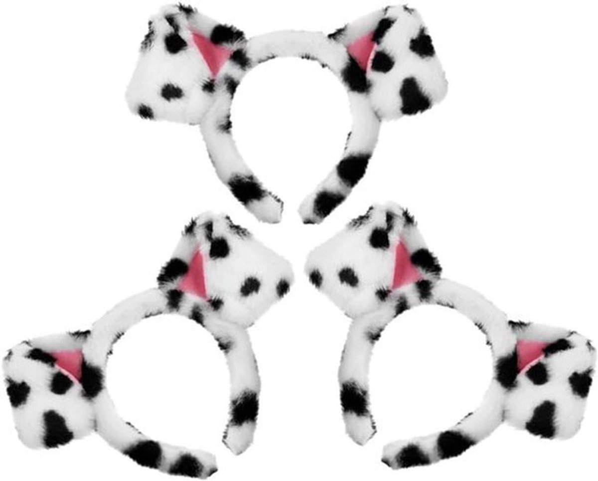 Oorbanden met Dalmatiër thema, 3 stuks, schattige dierenoren voor kostuumfeesten, Halloween en verjaardagsfeesten, geschikt voor kinderen en volwassenen