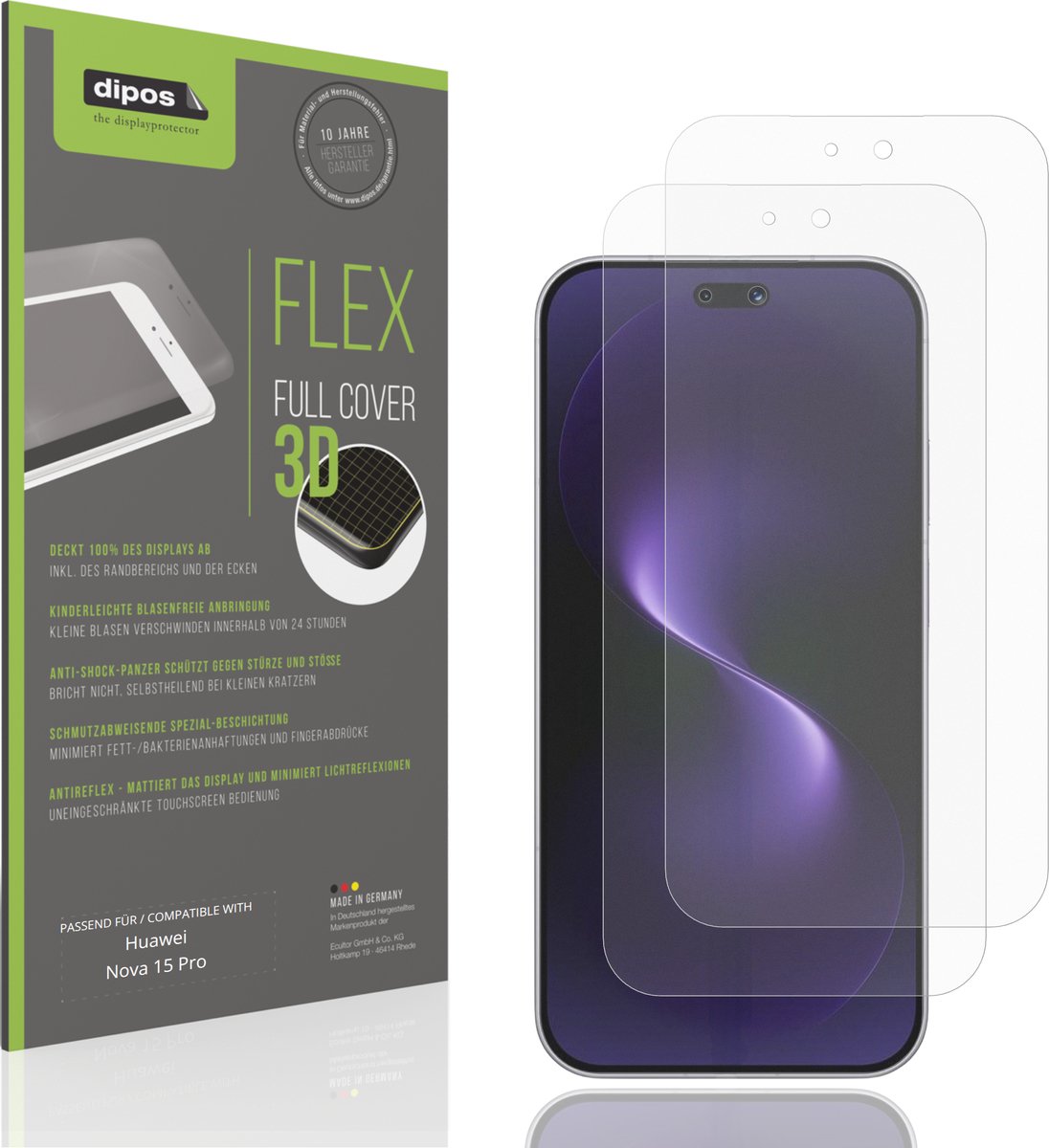 dipos FLEX – 2x Matte Screenprotector geschikt voor Huawei Nova 15 Pro | Volledige Schermbescherming | Case-Friendly