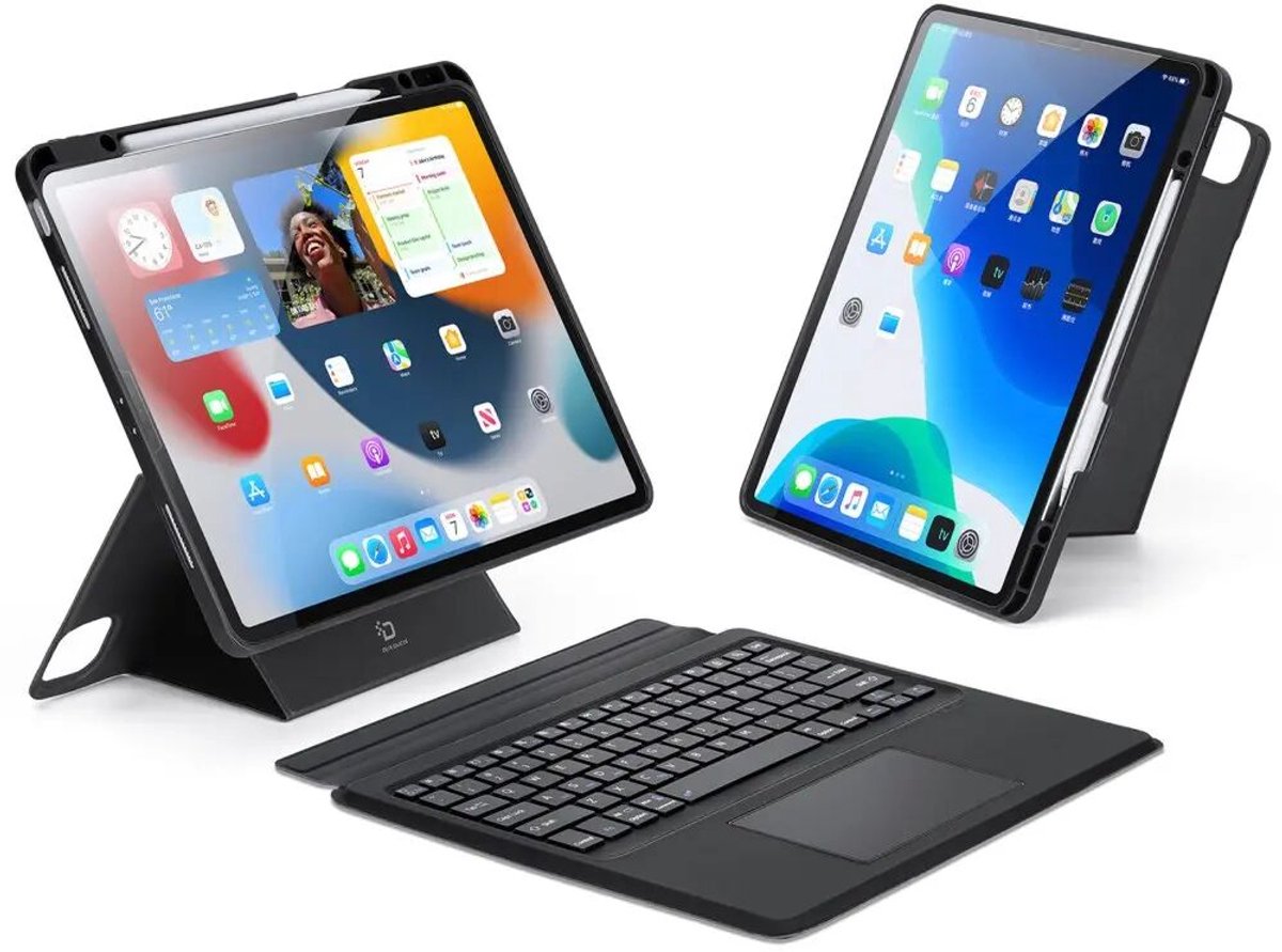 Dux Ducis - Toetsenbord hoes geschikt voor Apple iPad Air 13 (2024/2025) / Apple iPad Pro 12.9 (2018/2020/2021/2022) - Afneembaar - QWERTY - Tablet toetsenbord met touchpad en verlichting - Zwart