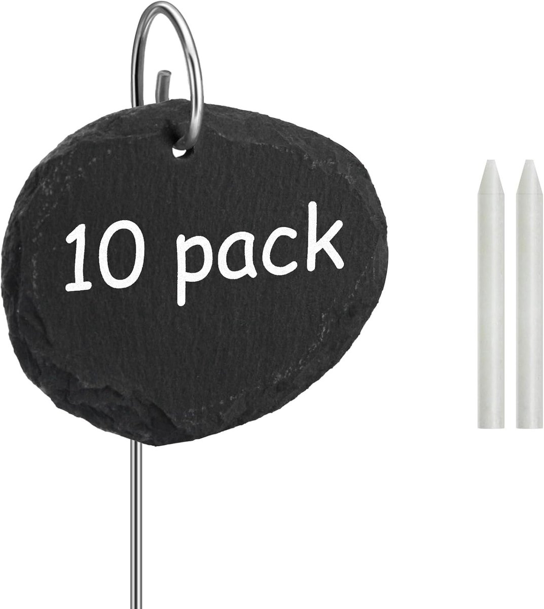 Weerbestendige Herbruikbare Plantenlabels van Leisteen, Set van 10 Metalen Stokken, Ovalen Vorm voor Tuin en Planten