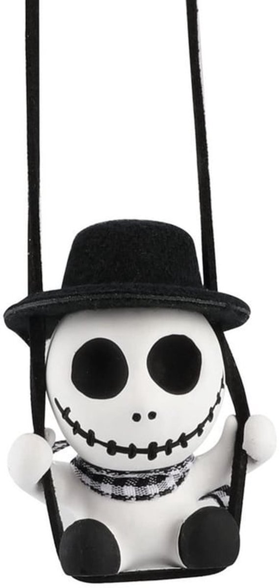 Swingend Skelet Auto Ornament - Schattig Accessoire voor Achteruitkijkspiegel - Zwart