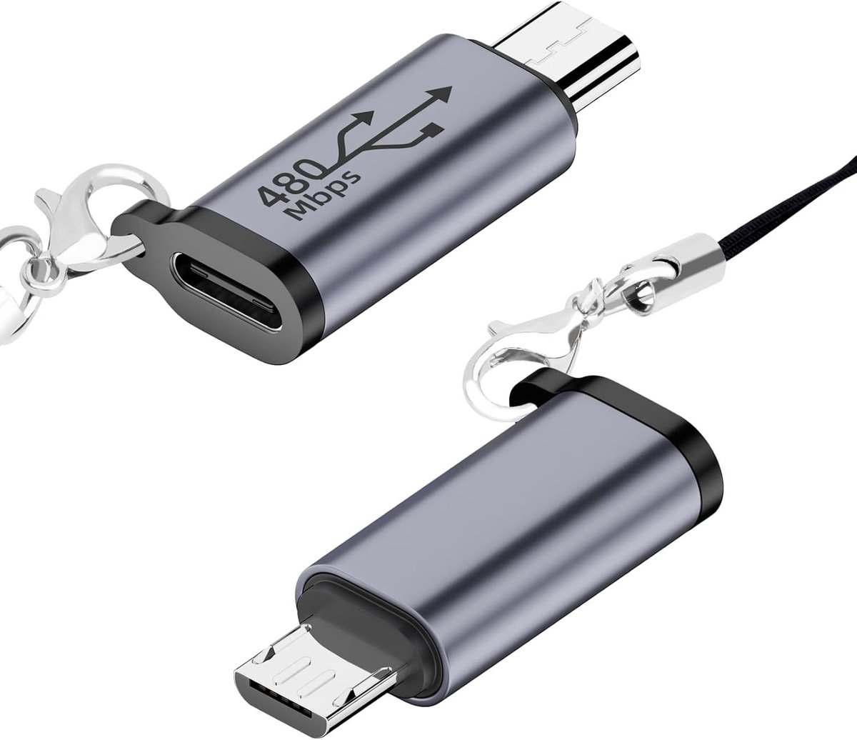 Type-C naar Micro USB Adapter (2-Pack) voor Dataoverdracht, Compatibel met Samsung Galaxy S8/S8+ en Andere Micro USB Apparaten