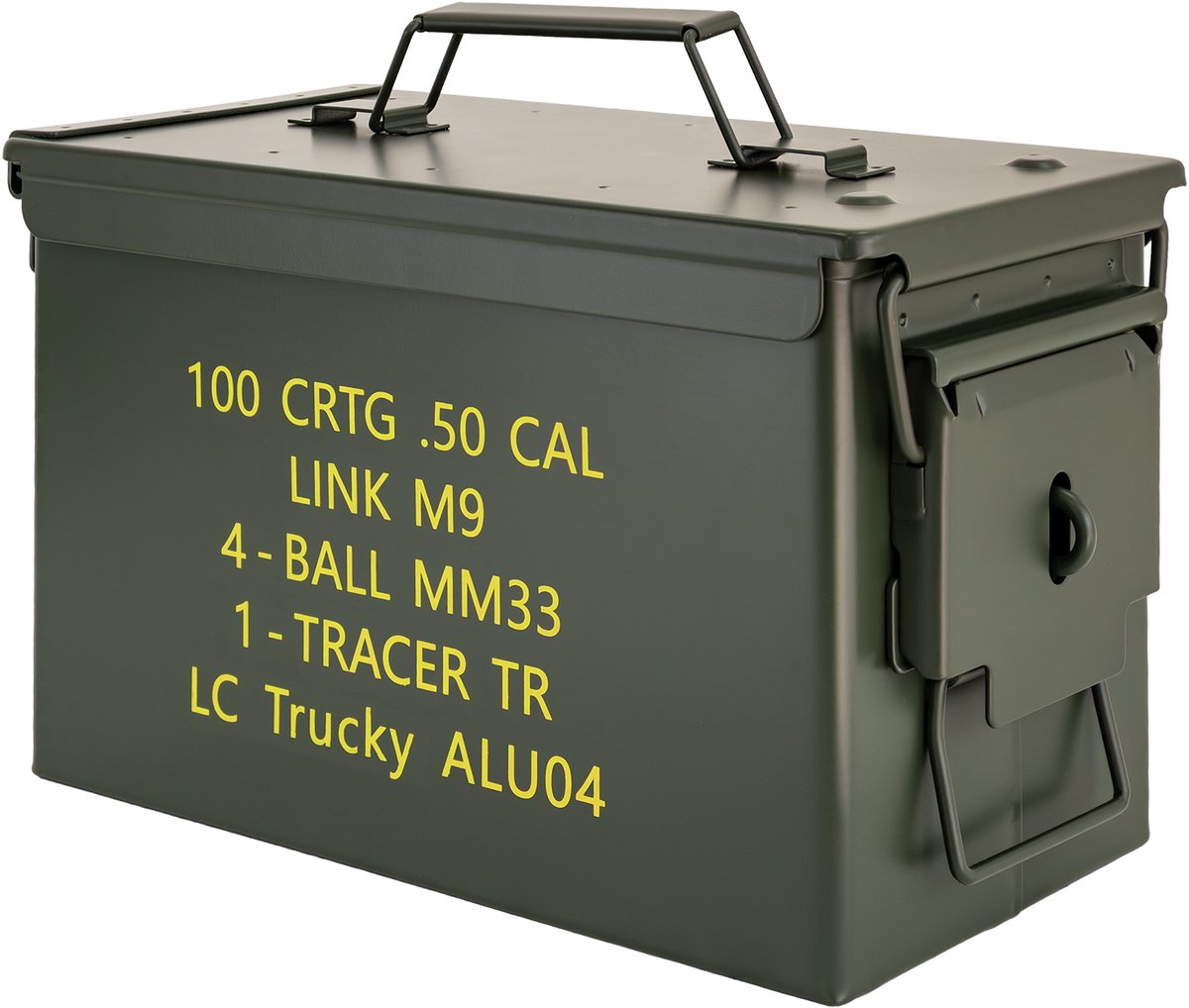Trucky Munitiekist – Metalen kist / Opbergdoos met deksel – 31 x 16 x 19 cm – Legergroen metaal