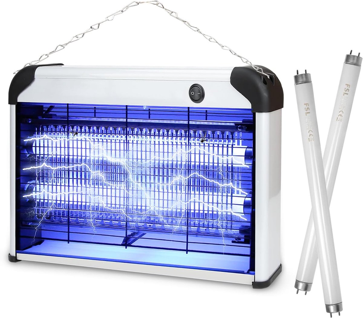 SnelShoppen - Anti-muggenlamp 20W - Dubbel Rooster UV - Elektrische Insectenbestrijding voor Binnen - Ideaal voor Kantoor, Keuken en Thuisgebruik