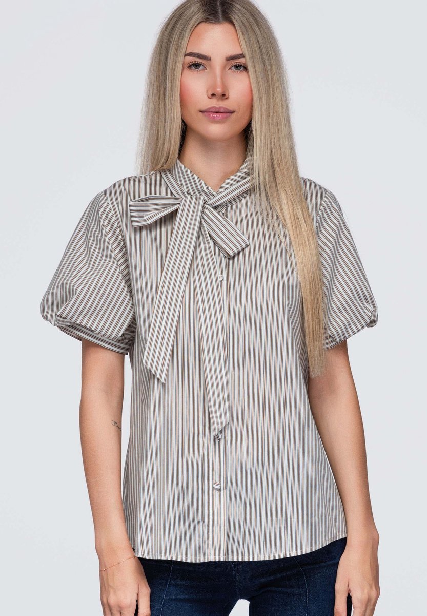 OMBRE Overhemd - Loose Fit - Katoen - Lange Mouw Beige S/M