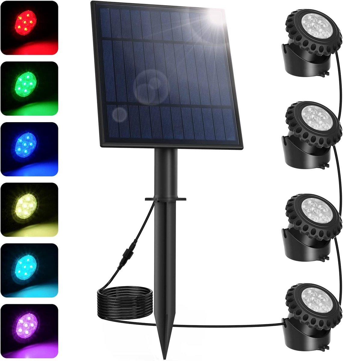 Zonne-onderwaterlampen voor vijvers, Dusk to Dawn, Kleurverandering, RGB Verlichting, Waterdicht en Energiezuinig, Ideaal voor Tuin en Landschapsverlichting