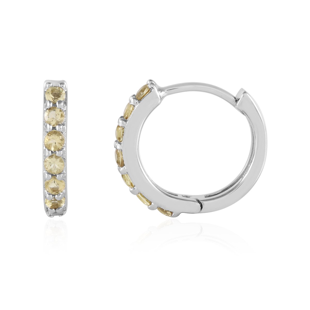 Cavill - 925 Sterling Zilver Oorbellen met 0,41 Ct Braziliaanse Ronde Scapoliet - Platina Verguld - Elegante Gele Edelsteen Sieraden