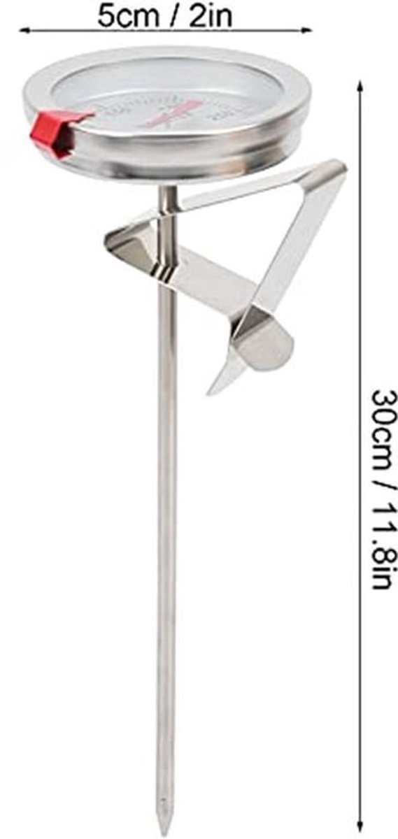 Diepvries Thermometer - 5cm Wijzerplaat - Roestvrij Staal - 30cm