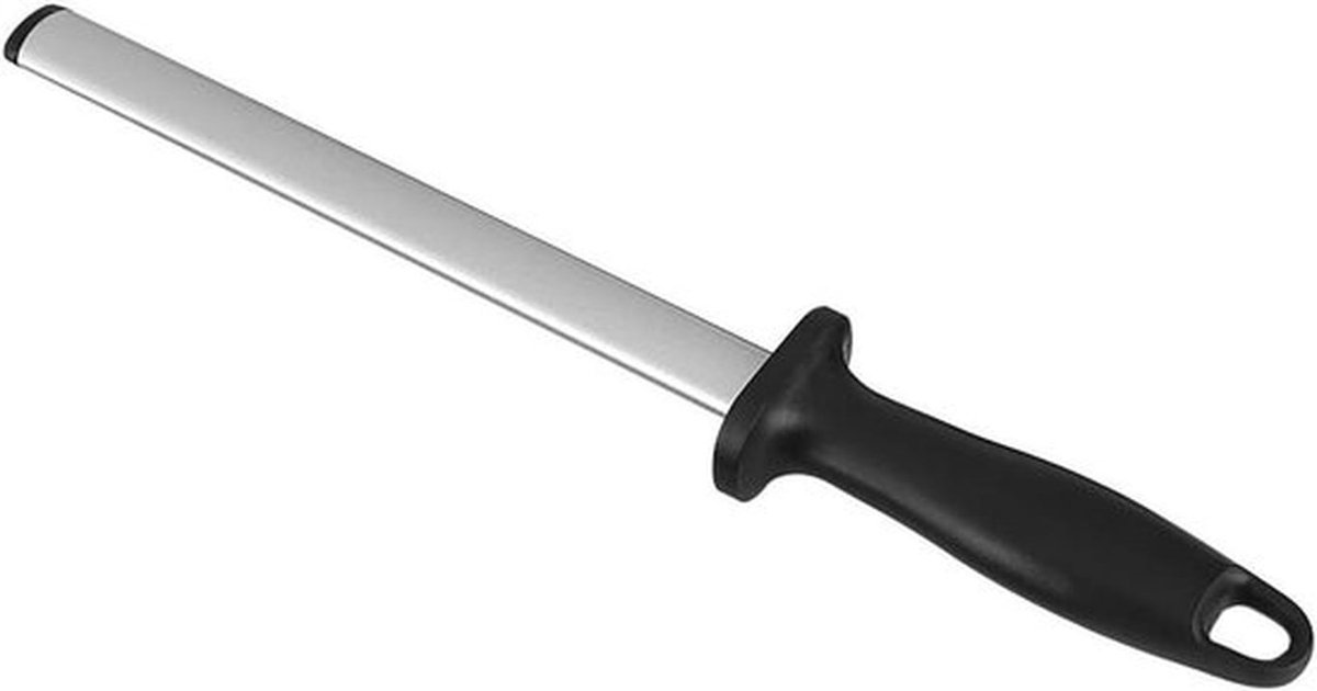 - Keukenmes Slijper - Diamant Coating - Extra Fijn - Staal - Professioneel - Keuken - Slijpen - Koksmessen - Ovaal - Grijs-Rood