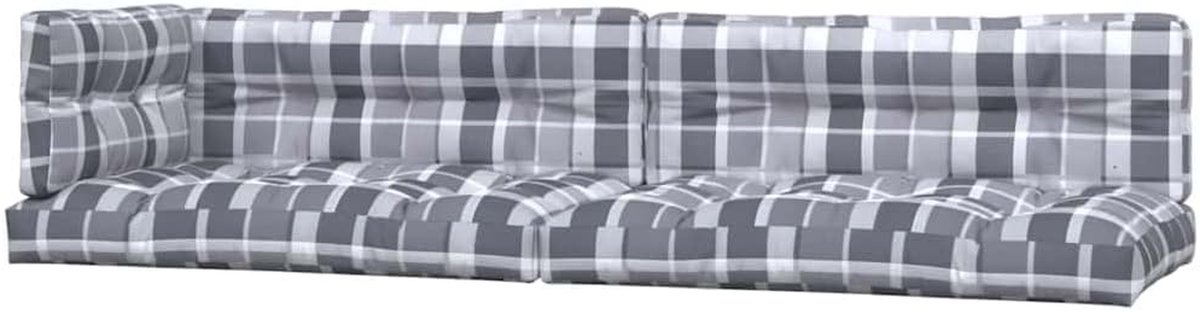 Palletkussens - Kussenset Bankkussen - Buiten Zitten - Waterdicht Polyester - 120x80 cm - Ruitpatroon