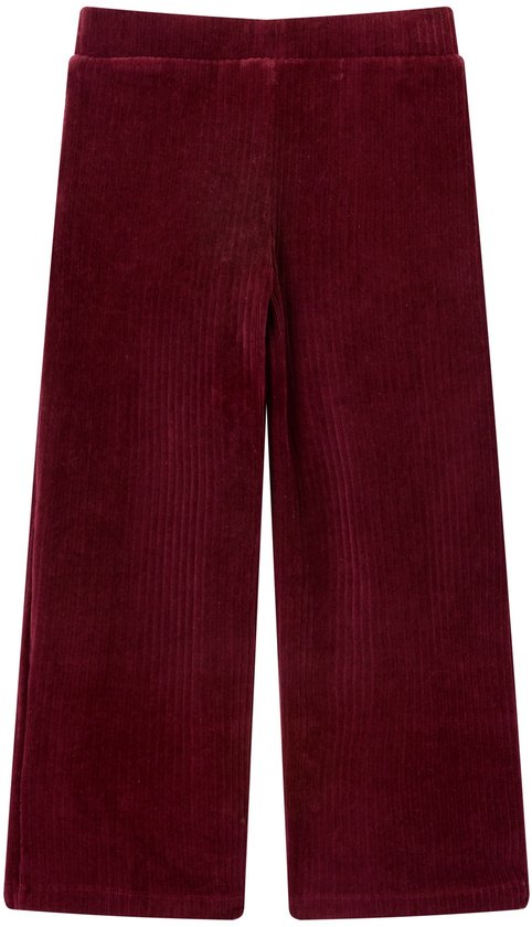 Bordeauxrode corduroy broek met wijde pijpen.