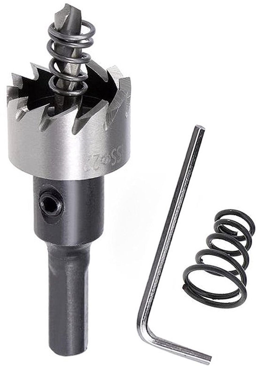 High-speed steel boor - 22 mm - carbide gatenzaag - zeer robuust - voor metaal - RVS - koper - ijzer