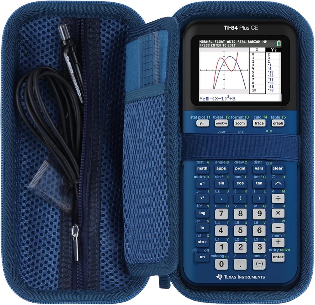 Duurzame Hard Case voor TI-84 Plus CE-T, TI-83 Plus en TI-Nspire CX II Grafische Rekenkundige - Donkerblauw, Bescherming, Schokbestendig en Stijlvol