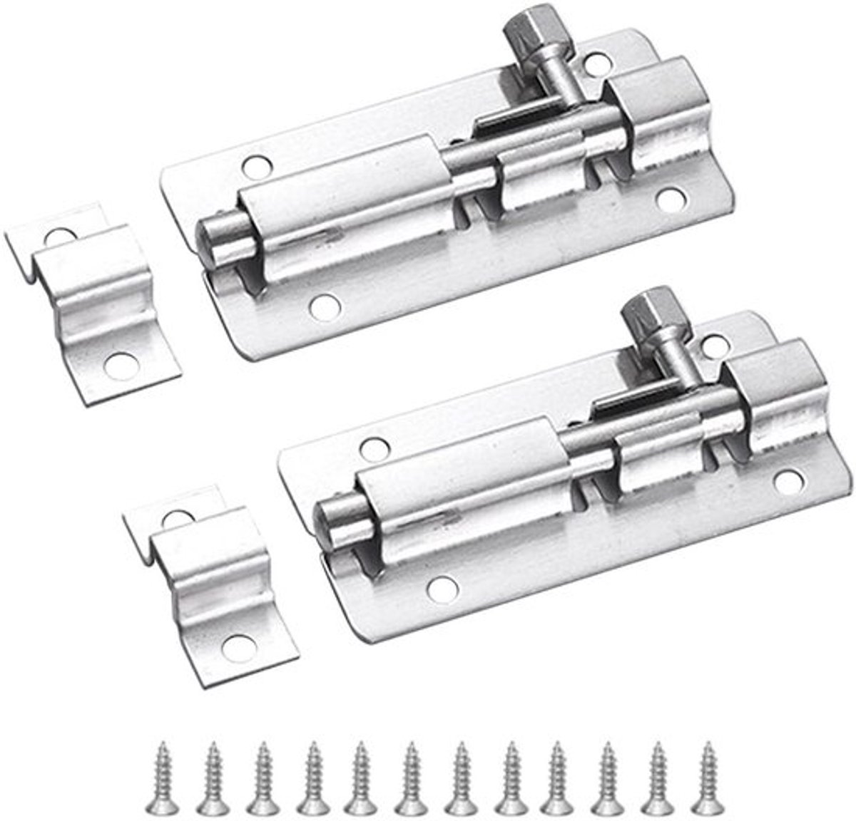 stuks deurslot bouten 75 mm. 304 roestvrij stalen deurvergrendeling schuifbouten slot met schroeven voor badkamer slaapkamer schuur tuin toilet. 3 inch (zilver)