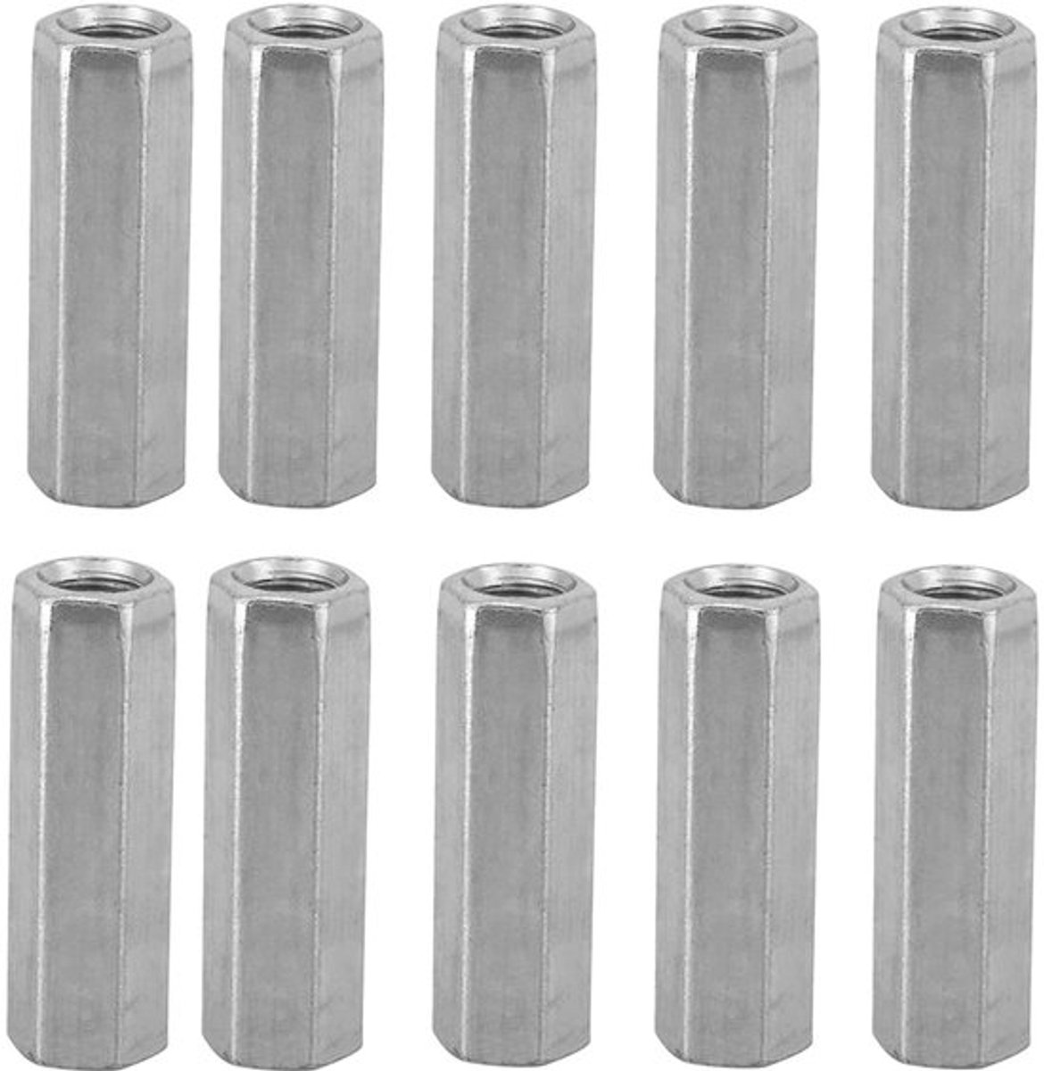 10 Stks M8 Lange Staaf Moer, Zeskantmoer Binnendraad, Hex Zeshoekige Mouw Moer, Koolstofstaal Gegalvaniseerde Standoff Schroefdraad Bevestigingsmiddelen (M8 * 40)