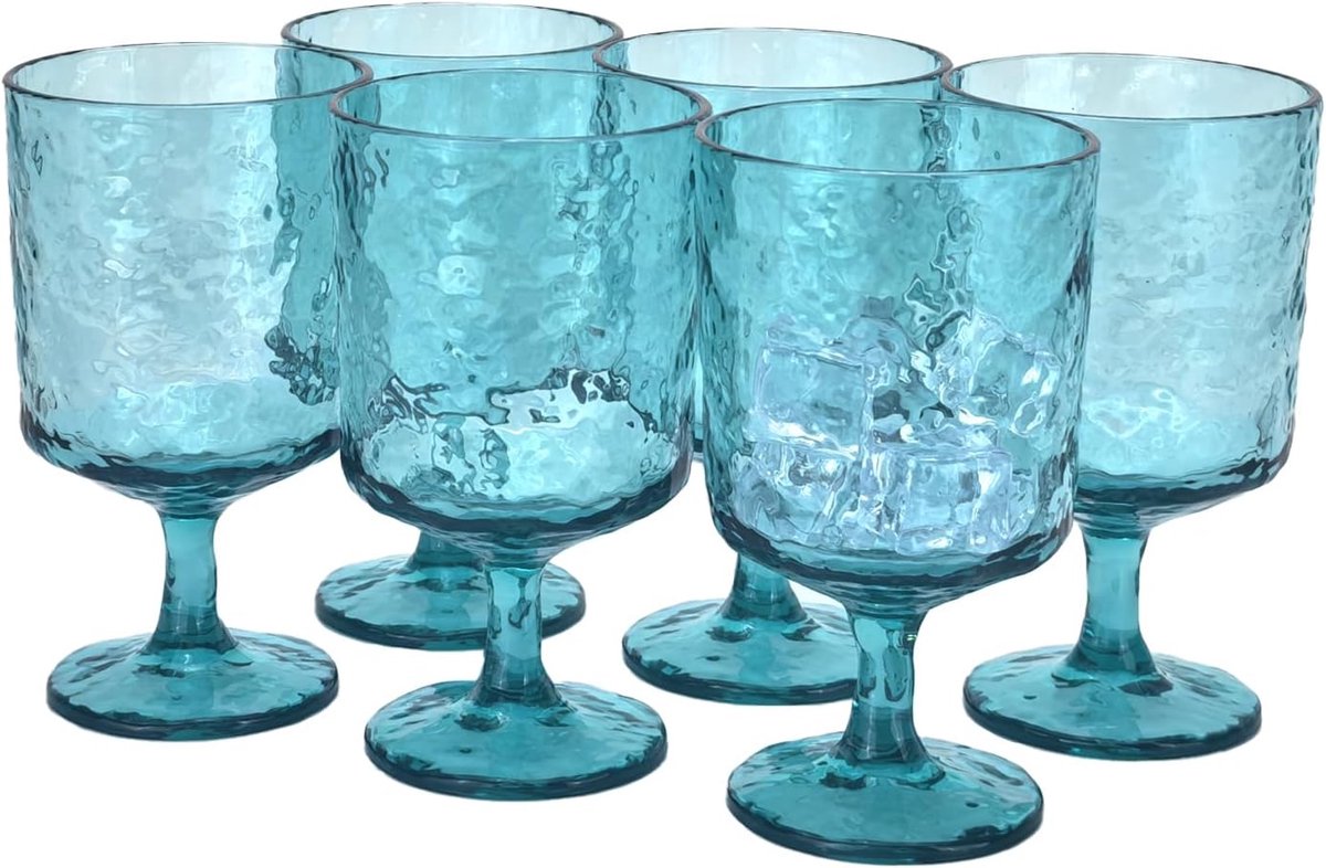 SnelShoppen - Set van 6 11 ounce Iceberg acryl wijnglazen - BPA-vrij, duurzaam, plastic wijnglazen, tumbler voor feest, camping, tuin, keuken, groenbl