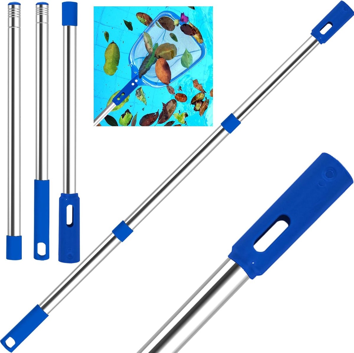 SnelShoppen - Telescopische Poolstang voor Kleine Zwembaden en Hot Tubs - Verstelbaar van 80 cm tot 117 cm - RVS Pool Accessoires - Compact en Robuust