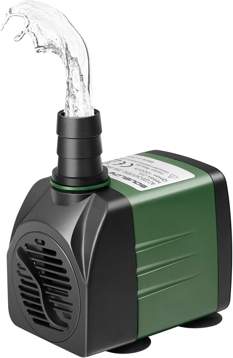 SnelShoppen - Submersible Water Pump 8W - 600 l/h - Aquarium Waterpomp met 2 Nozzles - Ideaal voor Tuin, Vijver, Hydroponisch Systeem