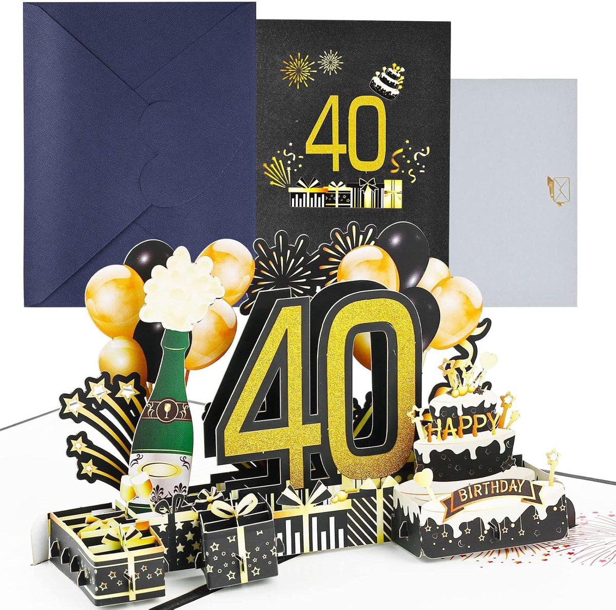 SnelShoppen - 3D Pop Up Verjaardagskaart voor 40ste Verjaardag, Unieke en Stijlvolle Pop-Up Kaart met Envelop voor Vrouwen, Mannen, Moeders en Vriende