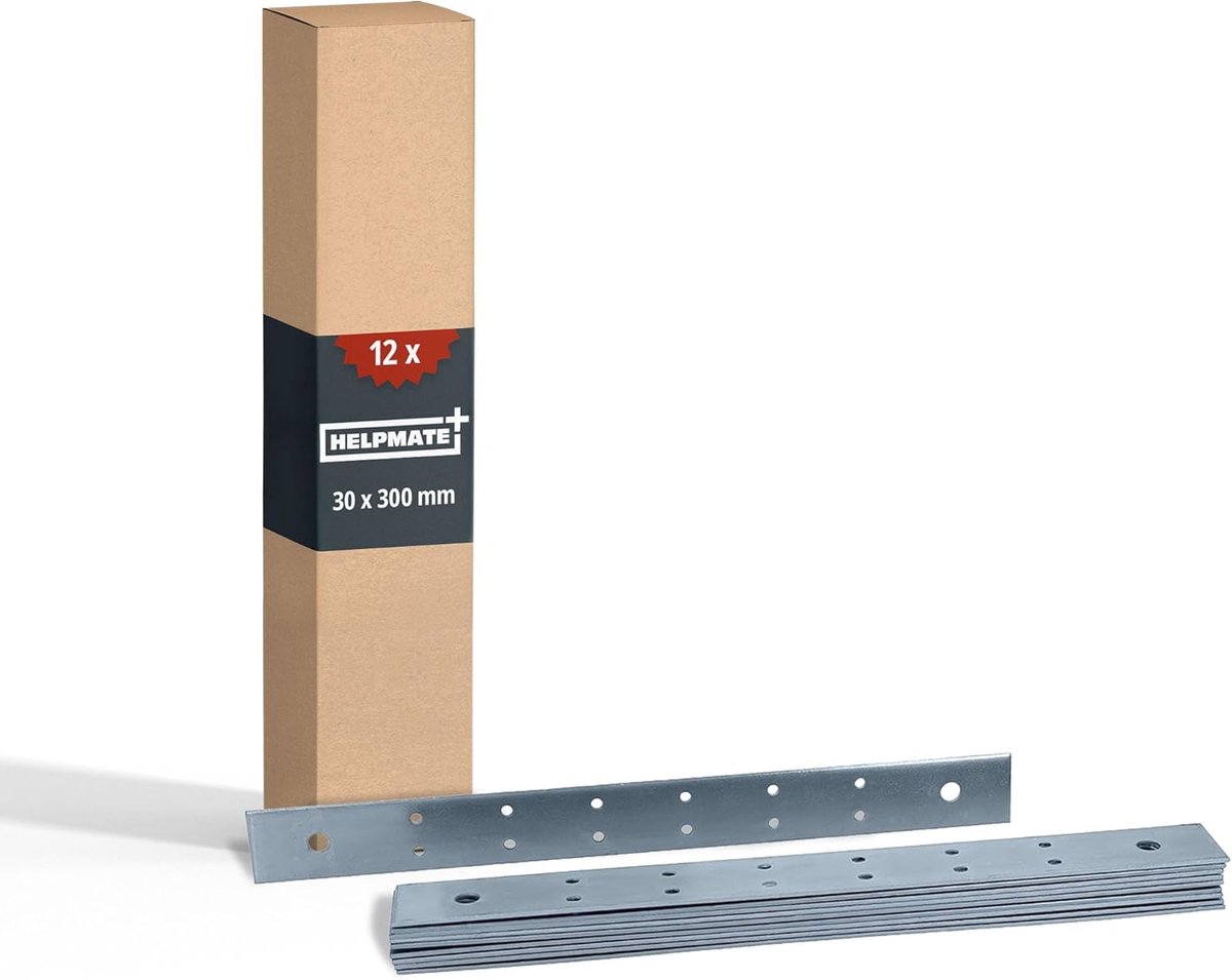 SnelShoppen - 12 Stuks Platte Verbinder 30 x 300 mm - Houten Verbinders Galvaniseerd & Blauw Passivated - Corrosiebestendige Verbindingen voor Bouwpro