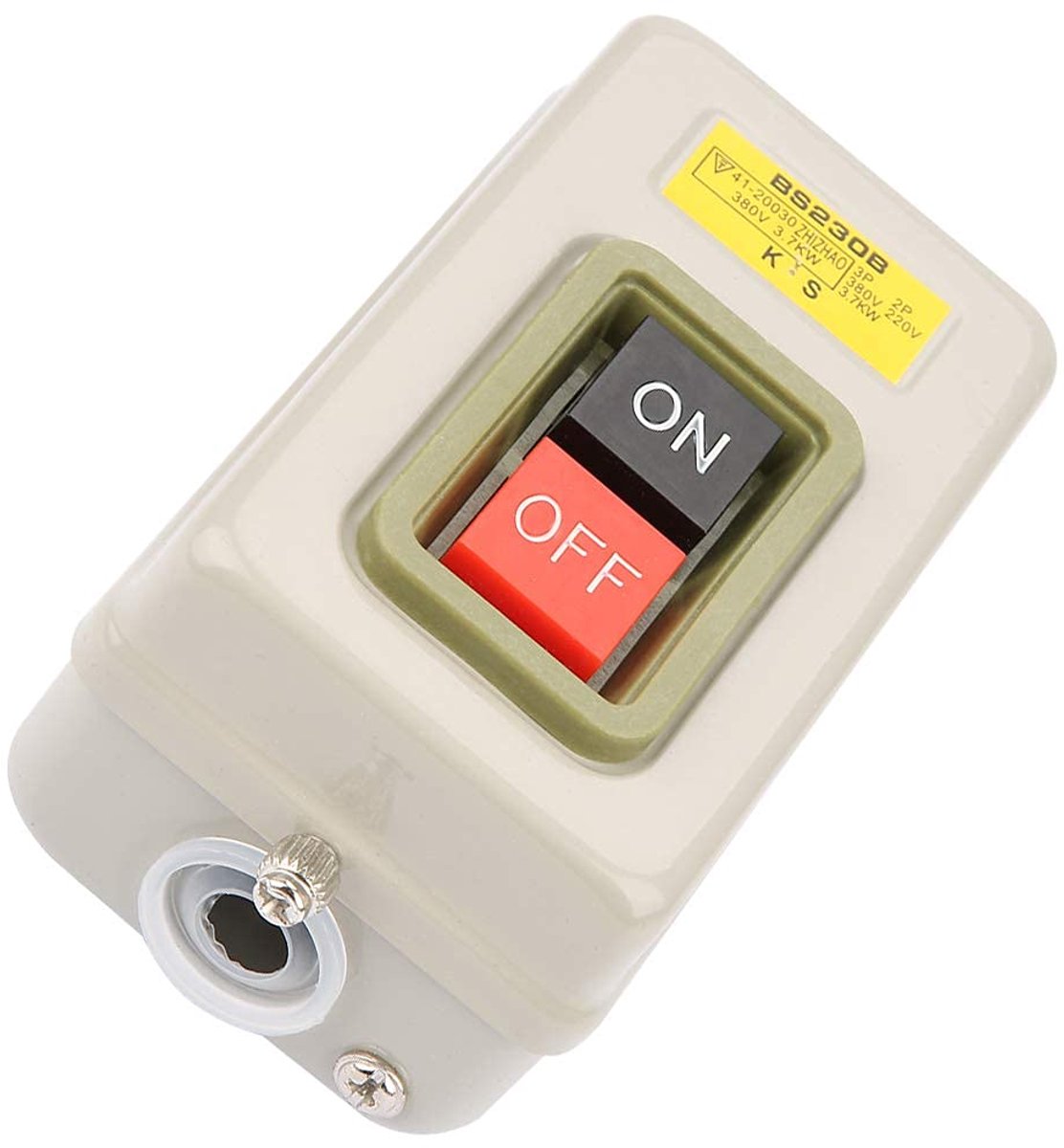 SnelShoppen - On Off Push Button Switch 3 Fase 25A 3P Schakelaar AC 380V 3.7KW Zelfvergrendeling, Duurzaam en Betrouwbaar voor Motoren en Elektrische
