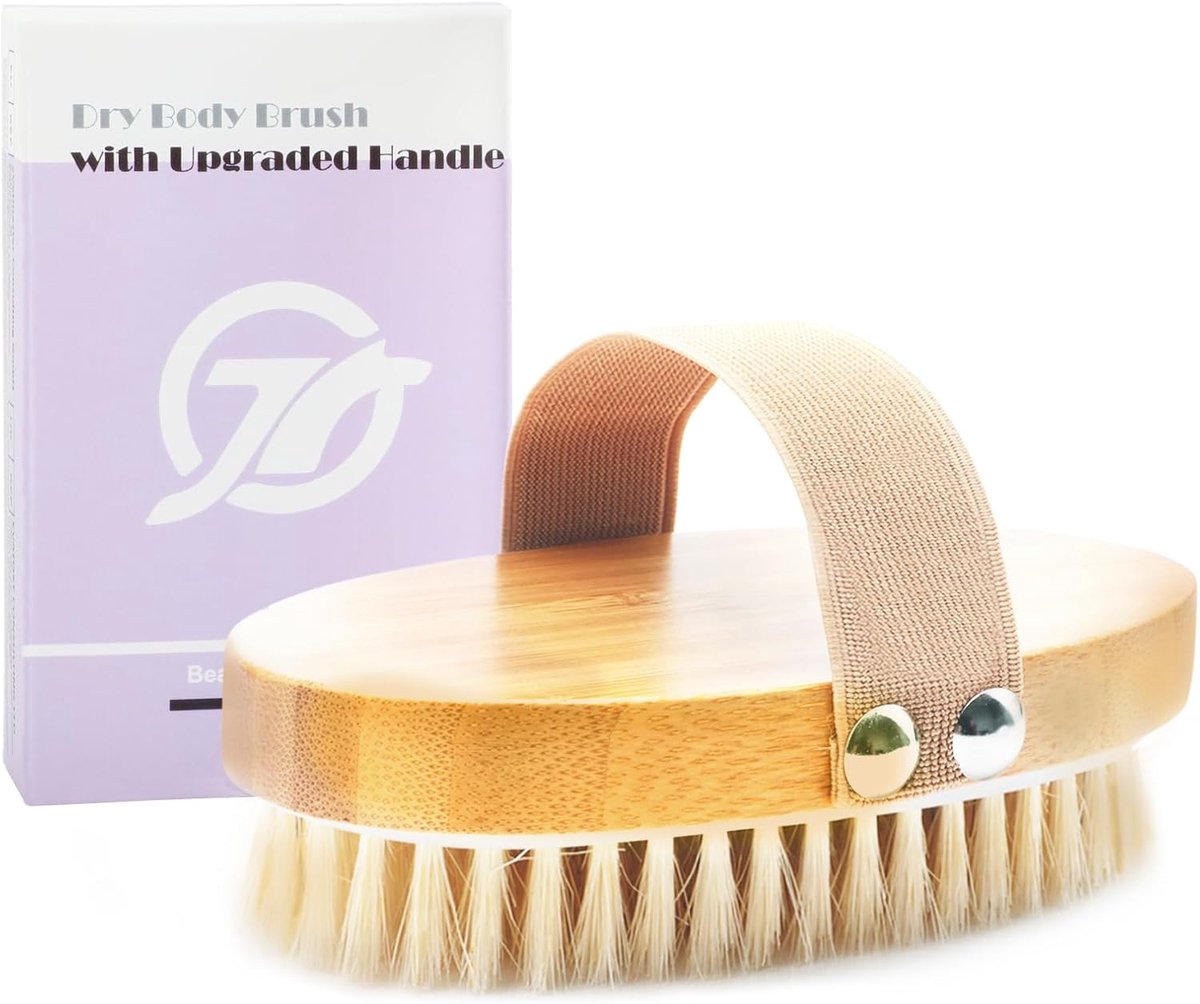 SnelShoppen - Dry brushing body brush voor natuurlijke huidverzorging, exfoliëren, cellulite verminderen, circulatie verbeteren, eco-vriendelijk bambo