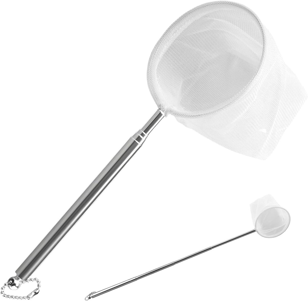 SnelShoppen - Mini Aquarium Landing Net met Uittrekbare RVS Handvat - Voor het Vangen van Kleine Vis en Garnalen - Ideaal voor Smalle Ruimtes en Onder