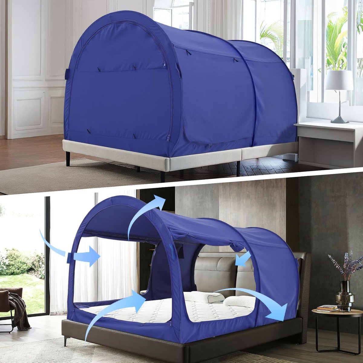 SnelShoppen - Bedtent Pop Up Tent voor Volwassenen en Kinderen - Privacy Ruimte - Ademend Grijs - Lichtgewicht en Draagbaar - Ideaal voor Binnengebrui