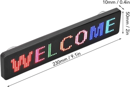 SnelShoppen - Car Led Sign, Programmeerbaar Kleurenschema, USB Aansluiting, Bluetooth App Control, LED Display voor Auto, 12x72 cm, Ideaal voor Winkel — afbeelding 5