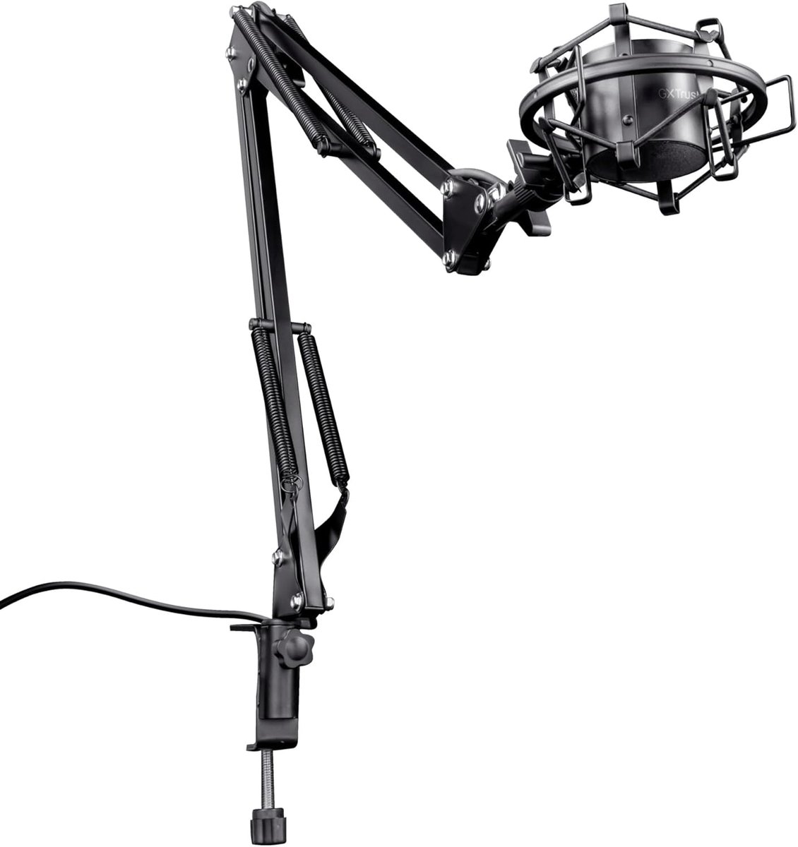 SnelShoppen - Gaming Hoofdtelefoon met 360 Graden Rotatie, Schokabsorptie, 2.9m Kabel, Universele Microfoonarm voor Streaming en Podcasting, Zwart