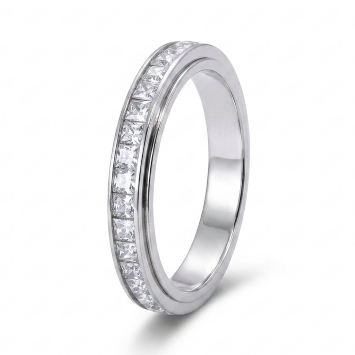 Anxiety Ring - (Spark) - Stress Ring - Fidget Ring - Anxiety Ring For Finger - Draaibare Ring Dames - Spinning Ring - Spinner Ring - Zilverkleurig RVS - (15.75 mm / maat 49)