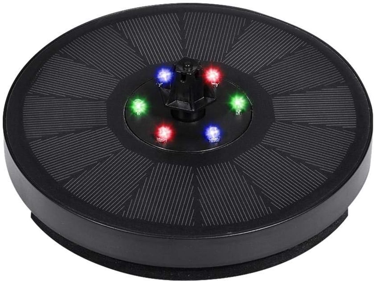 SnelShoppen - Solar Fountain 3W Vogelbad Fonteinen Pomp met Verbeterd Glazen Paneel en Gekleurde LED Lichten voor Tuin, Kleine Vijver, Buitenbad en Aq