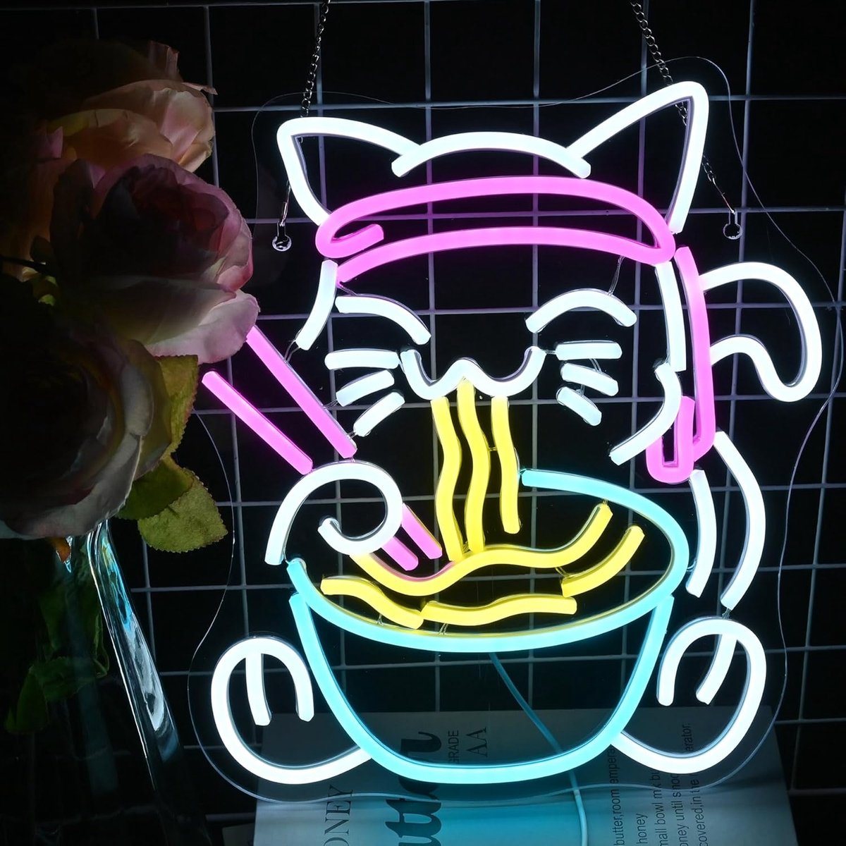 SnelShoppen - LUCUNSTAR Fortune Cat Neon Sign - Dimmable Led Wanddecoratie - Japanse Ramen Lucky Cat Neonlicht voor Keuken, Bar, Eetkamer, Cadeau