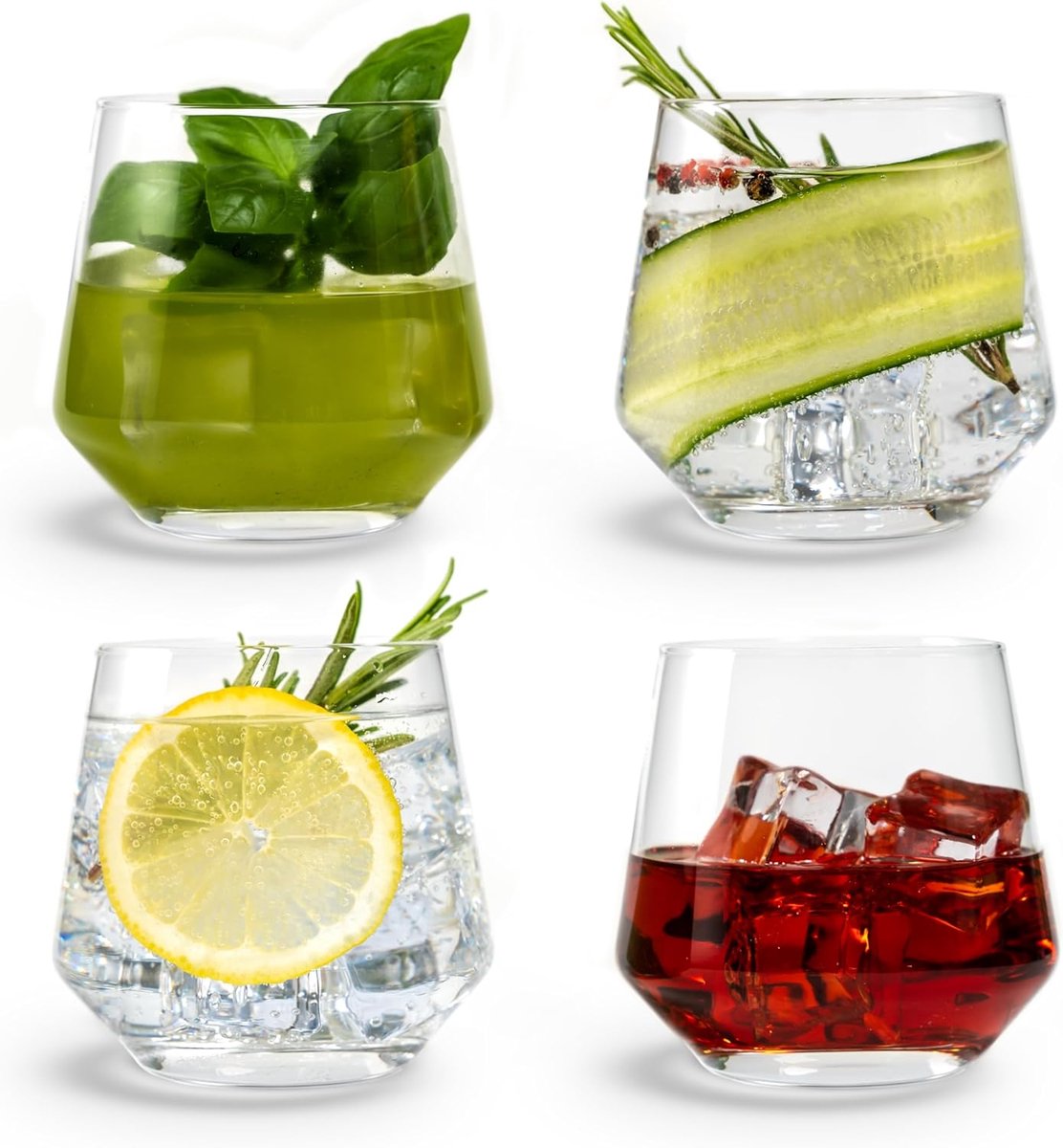 SnelShoppen - Gin Tonic Glazen Set - 4 Stuks 400 ml - Cocktailglazen voor XXL IJsblokjes - Ruimtebesparend en Vaatwasserbestendig - Perfecte Cadeau vo