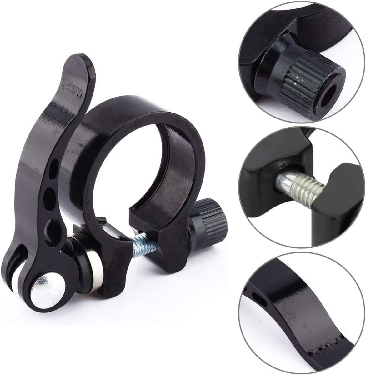 SnelShoppen - Seatpost Clamp Quick Release Fietszadel Klem voor 27.2/28.6mm Fietszadel, Zwart, Aluminium, Voor Wegfiets en MTB