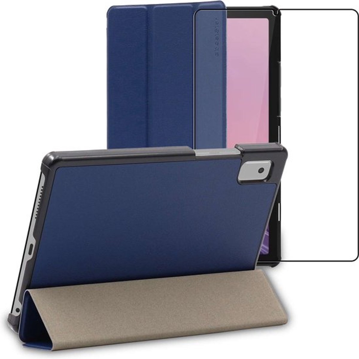 ebestStar - Hoes geschikt voor Lenovo Tab M9, Slanke Design PU Lederen Etui, Automatische Slaap/Wake, SmartCase hoesje, Donkerblauw + Gehard Glas