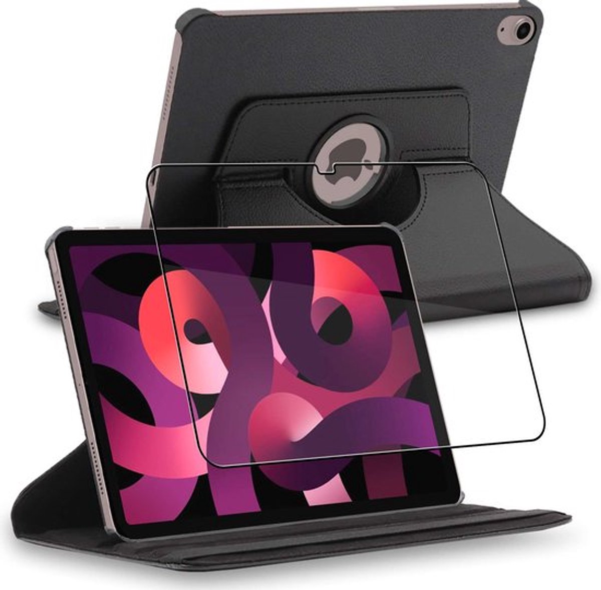 ebestStar - Hoes geschikt voor iPad 10.9 (2022) Apple, Roterende Etui, Case, 360° Draaibaar hoesje, Zwart + Gehard Glas