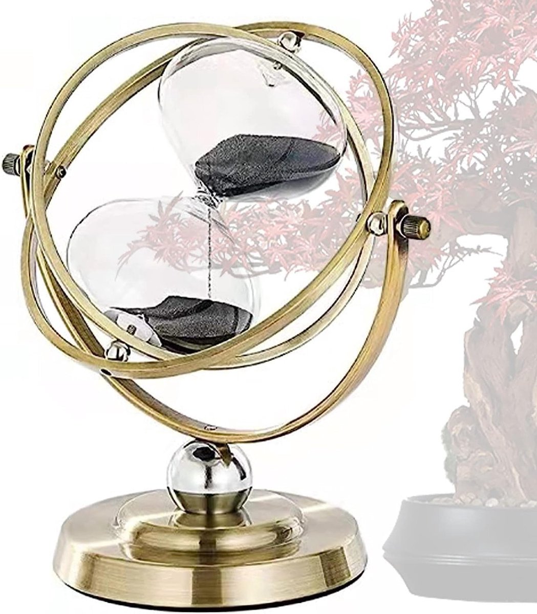 Grote Vintage Zandloper van Messing, 720° Draaibare Timer van 60 Minuten, Perfect als Cadeau voor Thuis, Kantoor of Bruiloft Decoratie